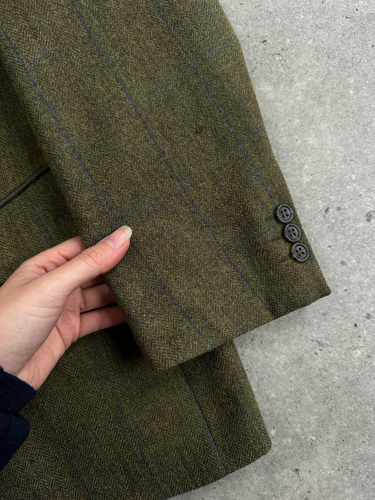 Burberry 1980s Tweed Check Alpaca Wool Single Breasted Check Blazer - 42R/L