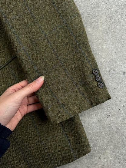 Burberry 1980s Tweed Check Alpaca Wool Single Breasted Check Blazer - 42R/L