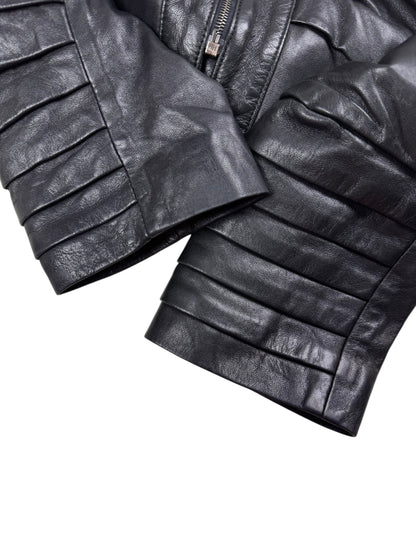 Dom & Ruby 2010s ruched leather jacket | Black, Black