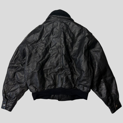 Gianni Versace 90’s Versus Leather Sherpa Flight Jacket - M/L | Default Title, Black