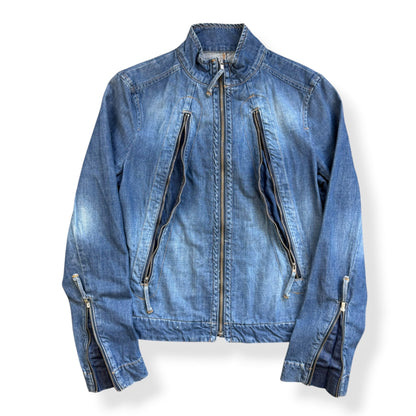 2000's FCUK Jeans Denim Moto Jacket (S) | Default Title, Blue