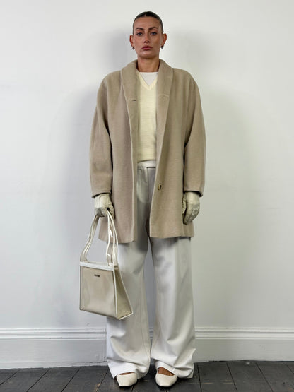 Max Mara Brushed Wool Cashmere Single Breasted Coat - M/L