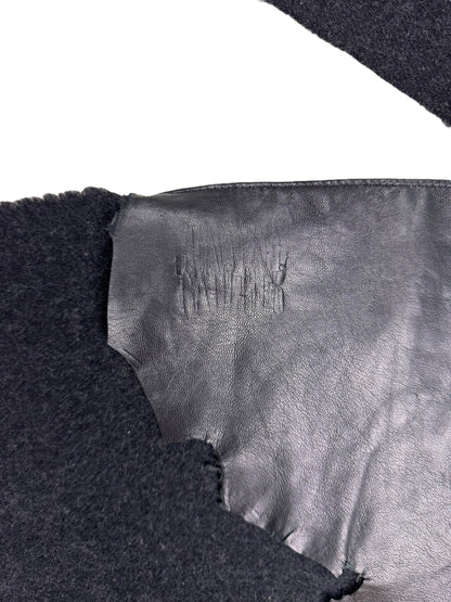 Jean Paul Gaultier leather wool scarf | O/S, Black