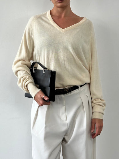 Christian Dior 1980s V Neck Logo Knitted Jumper - L/XL