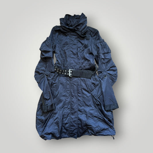 2000's Marithé François Girbaud Nylon Utility Trench Coat M | O/S, Navy