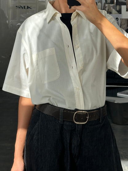 Yves Saint Laurent Pour Homme 2000s Cotton Short Sleeve Logo Shirt - L/XL