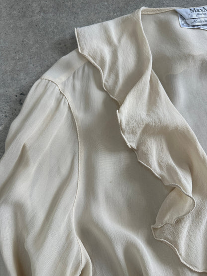 Max Mara Pure Silk Frill Wrap Blouse - L