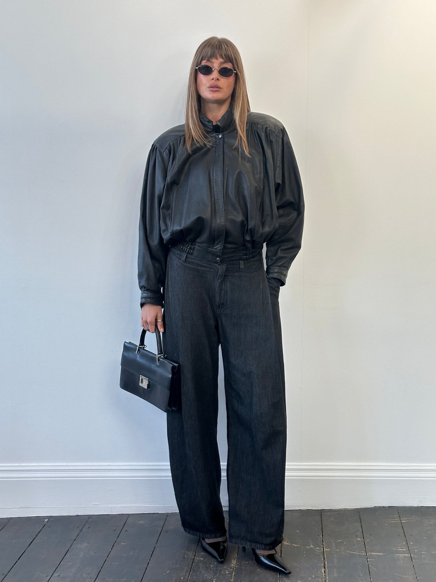 Vintage 1980s Leather Bomber Jacket - S/M