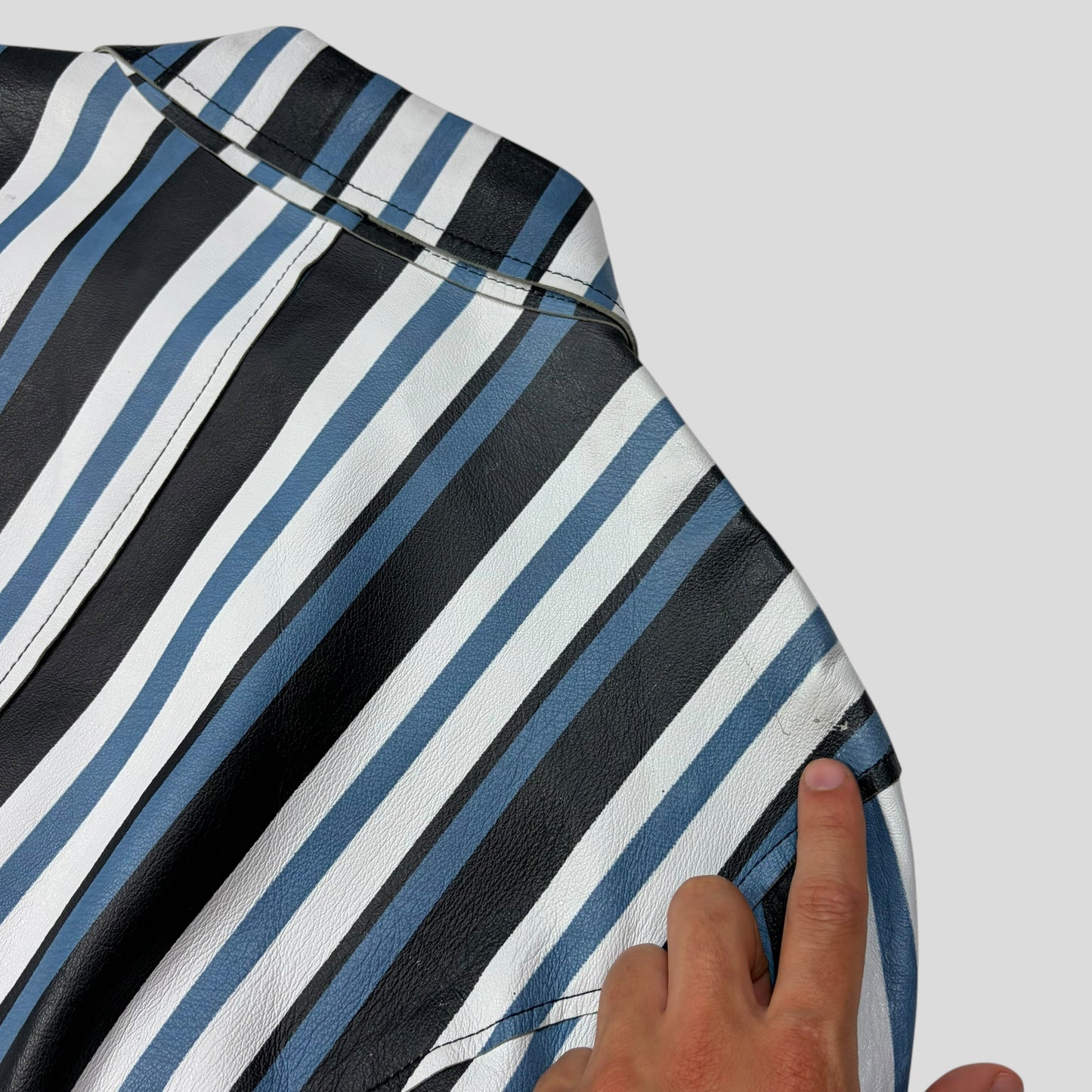 Dolce & Gabbana 00’s Leather Striped Blouson Work Jacket - M | Default Title, Multicoloured