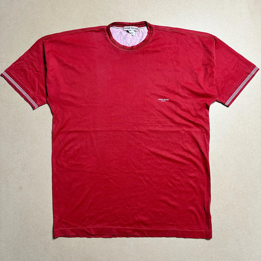 S/S 1989 Scarlet Red Marina Stencil Spell-out T-shirt