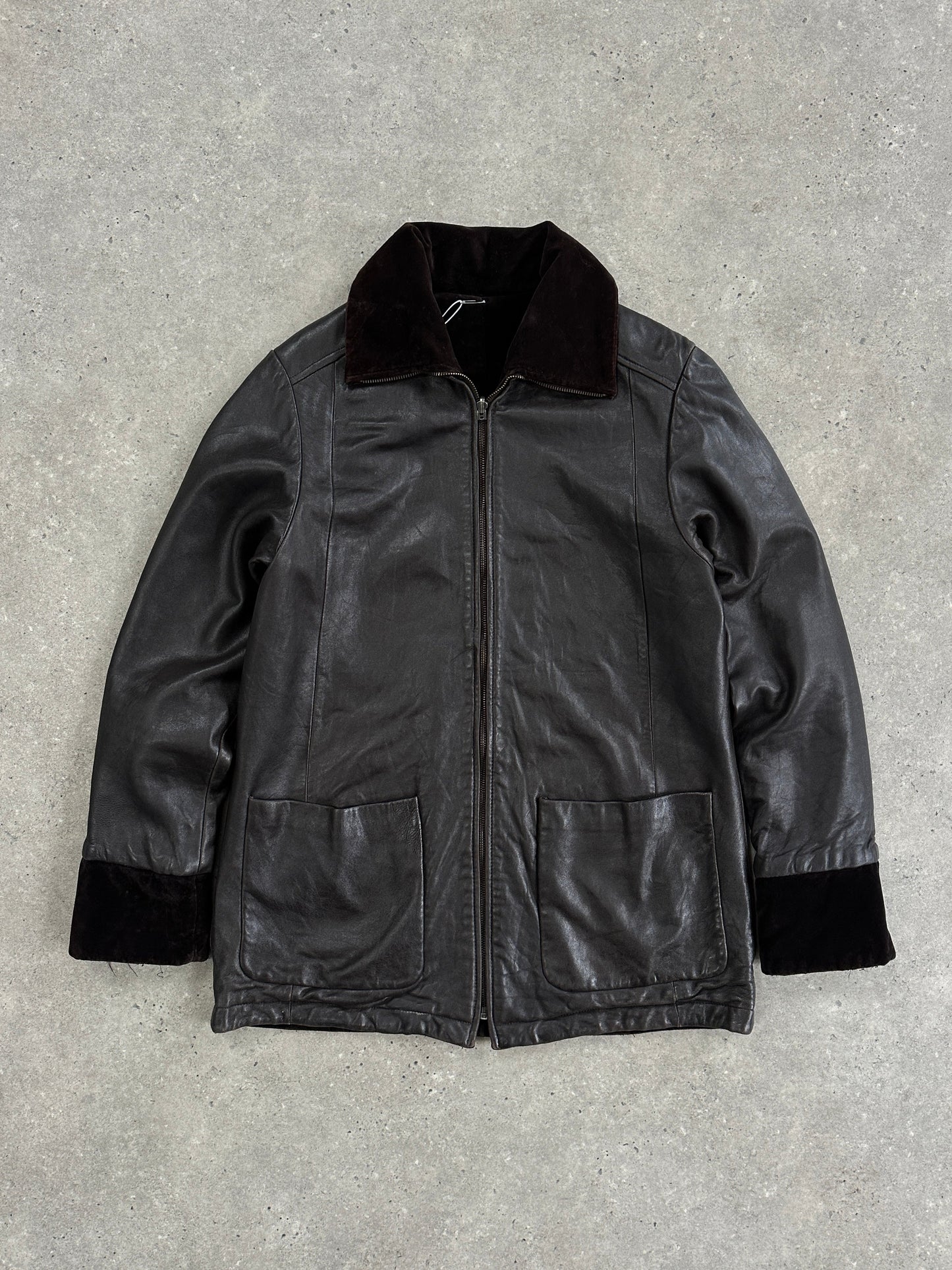 Kenneth Cole 90s Reversible Leather & Velvet Jacket - M