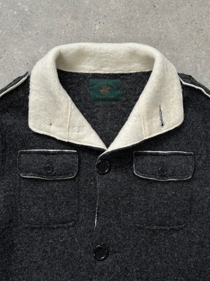 Vintage 1990s Wool High Neck Utility Jacket - L