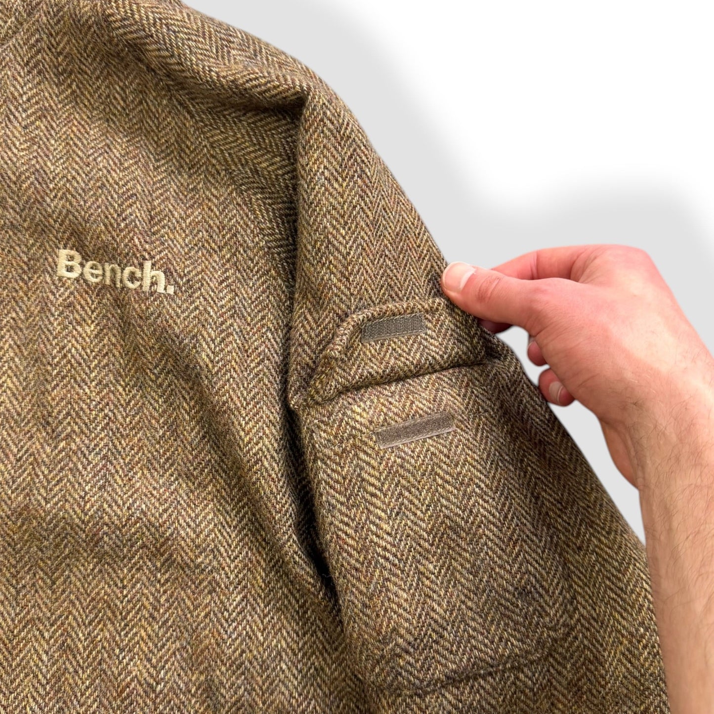 2000's Bench Herringbone Tweed Jacket (L) | Default Title, Brown