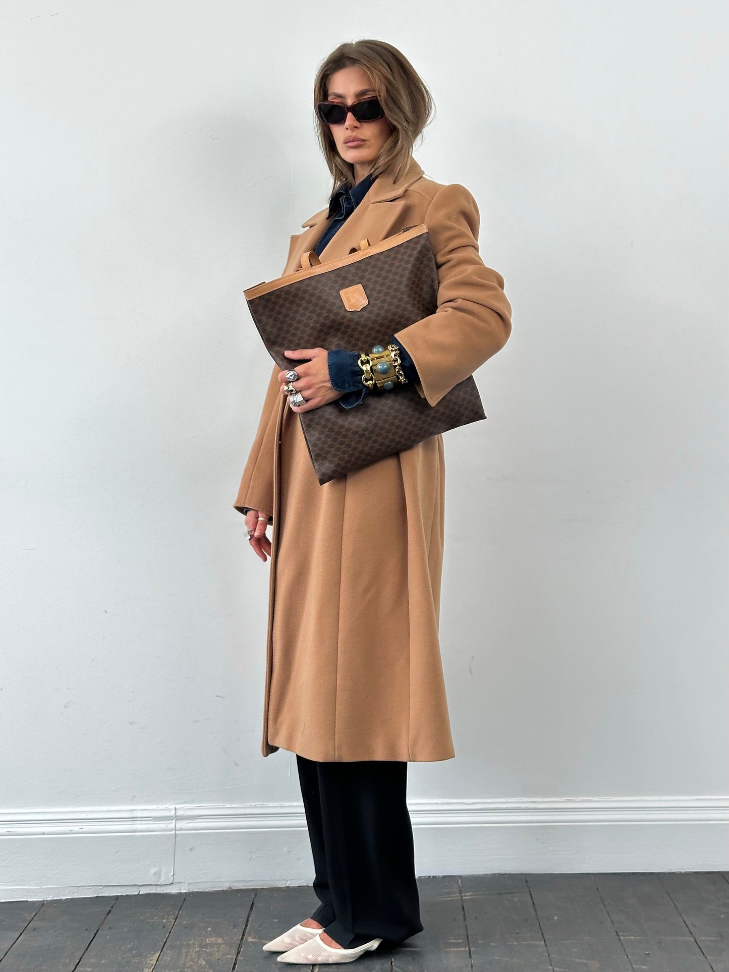 Valentino 1990s Pure Wool Double Breasted Bespoke Button Belted Coat - L