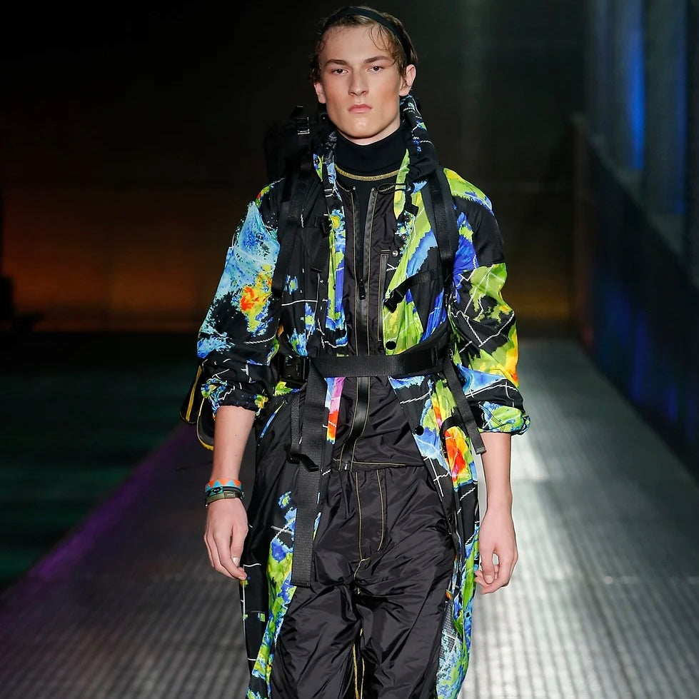 Prada Milano SS17 Radar Nylon Ripstop Jacket - M (L) | Medium, Black with Multicolor Heatmap Print