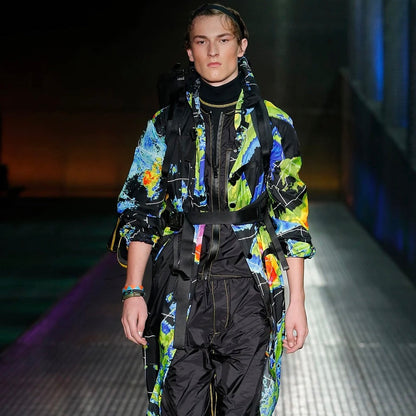 Prada Milano SS17 Radar Nylon Ripstop Jacket - M (L) | Medium, Black with Multicolor Heatmap Print