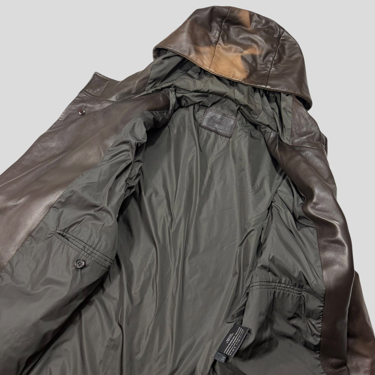 Prada Milano 1999 Runway Strap Detail Sunfade Trench Coat - IT54 | Default Title, Brown