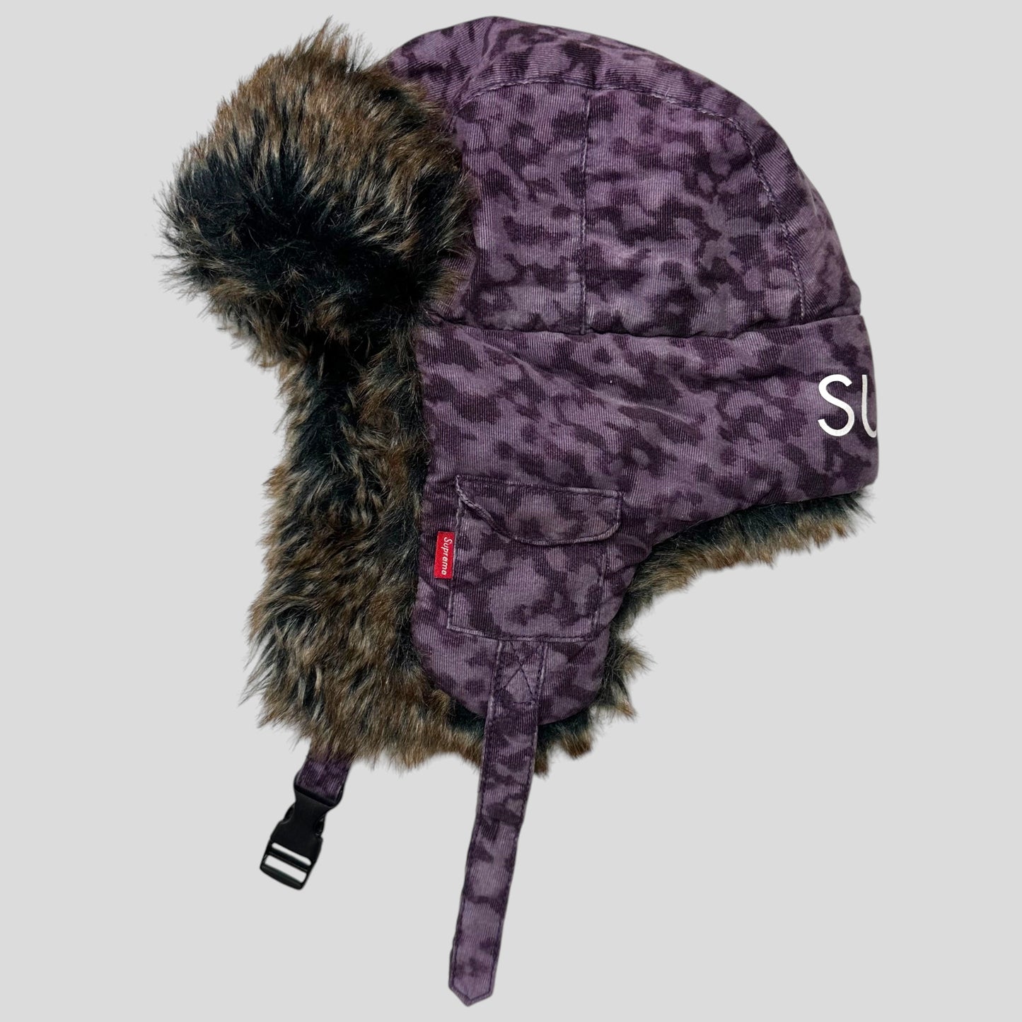 Supreme 2014 Liberty Leopard Corduroy Stash Pocket Trapper Hat | Default Title, Purple