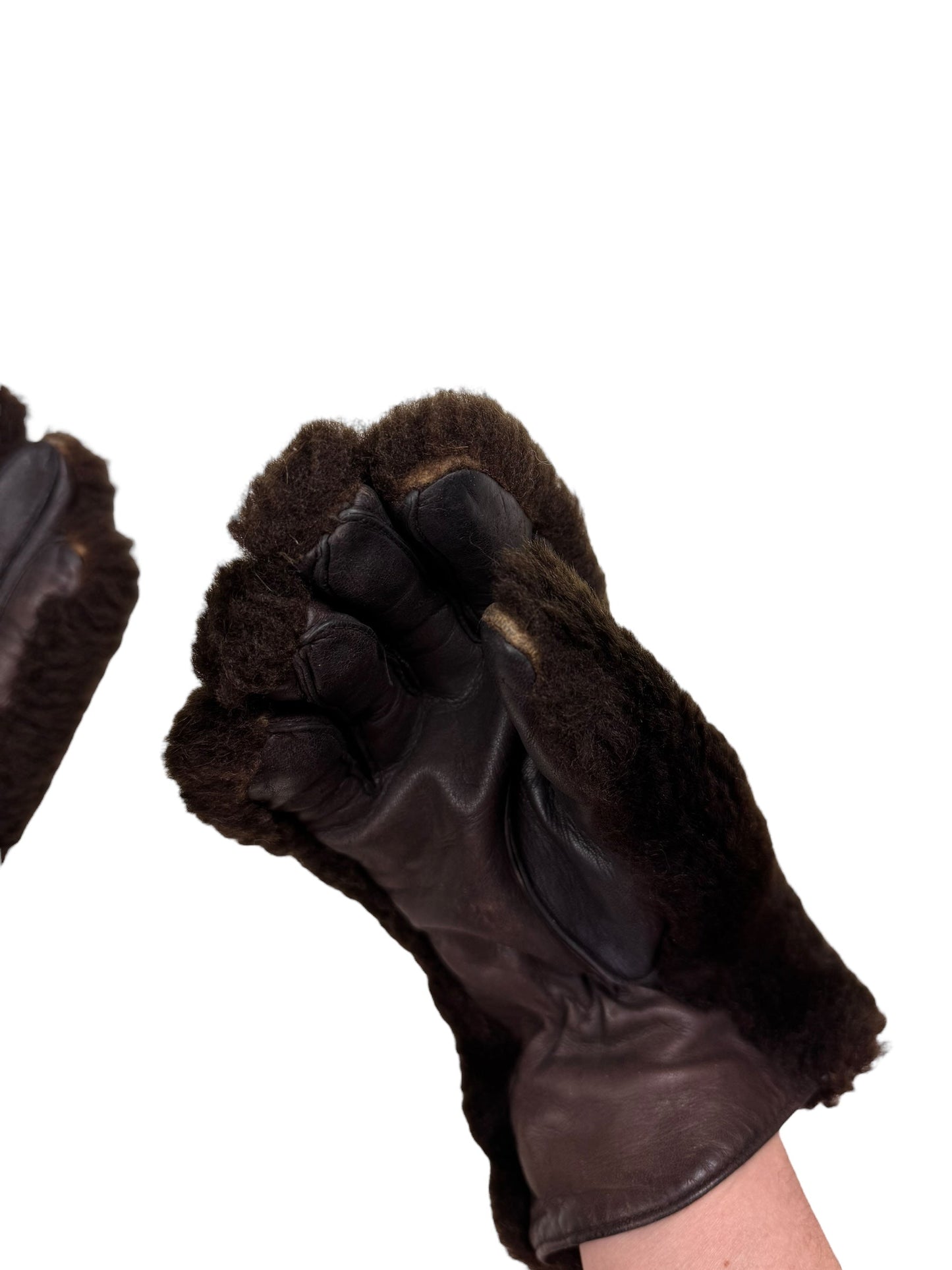 Mid-Century shearling gauntlets | O/S, Brown