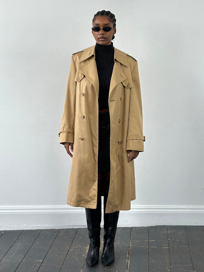Christian Dior Paris 1980s Cotton Double Breasted Trench Coat - L