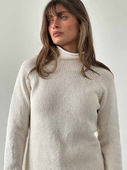 Vintage Pure Cotton High Neck Jumper - M