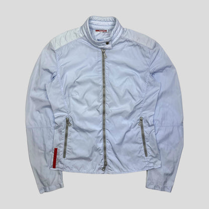 Prada Sport SS00 Ice Blue Nylon Moto Detailed Jacket - IT42 | Default Title, Blue