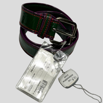 Prada AW08 Vernice Patent Leather Buckle Belt - S | DEFAULT TITLE, Multicoloured