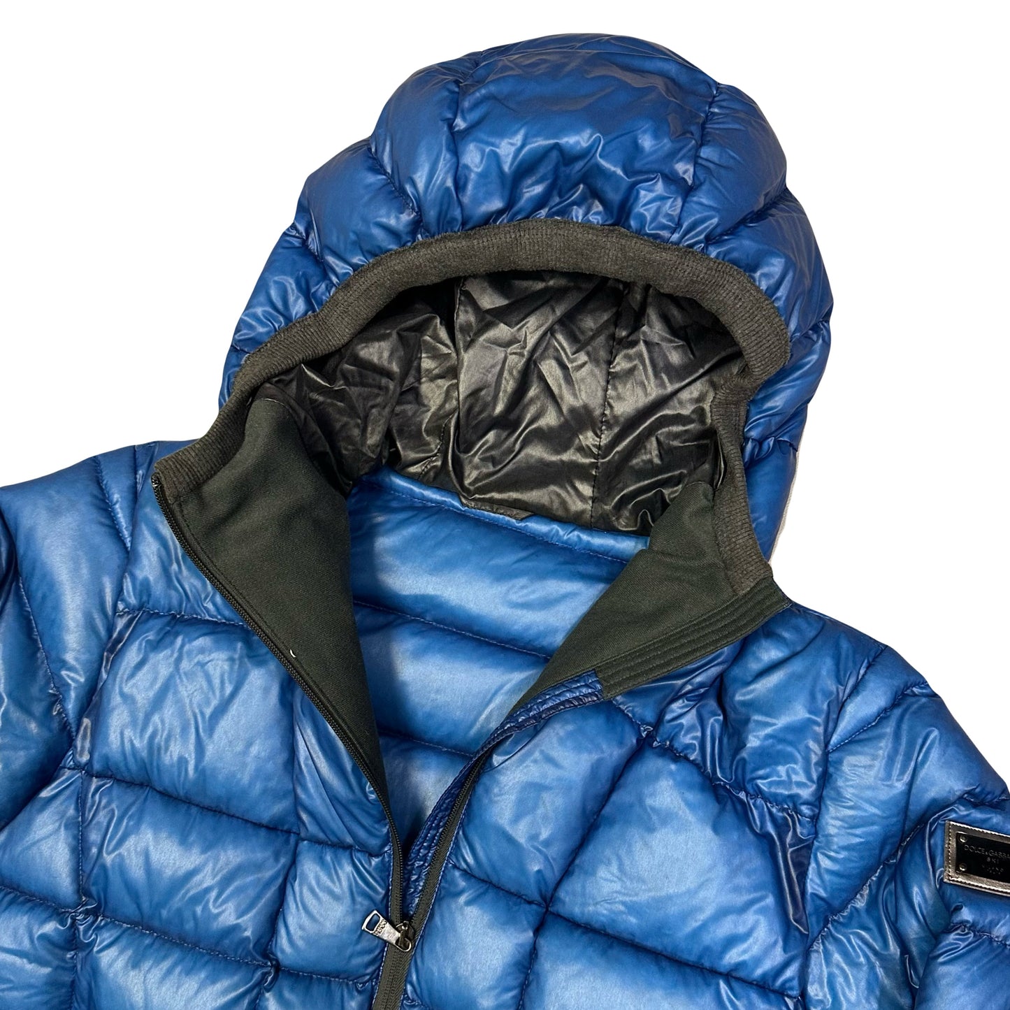 Dolce & Gabbana Square Stitch Puffer Jacket In Blue ( M )