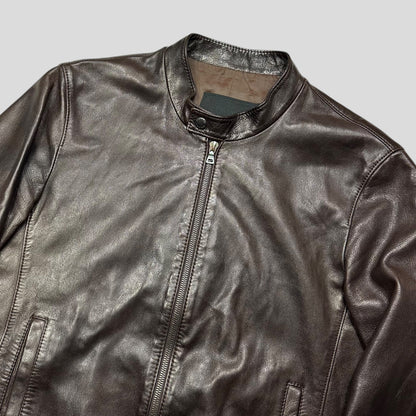 Prada SS00 Iridescent Lined Ebony Leather Biker Jacket - M