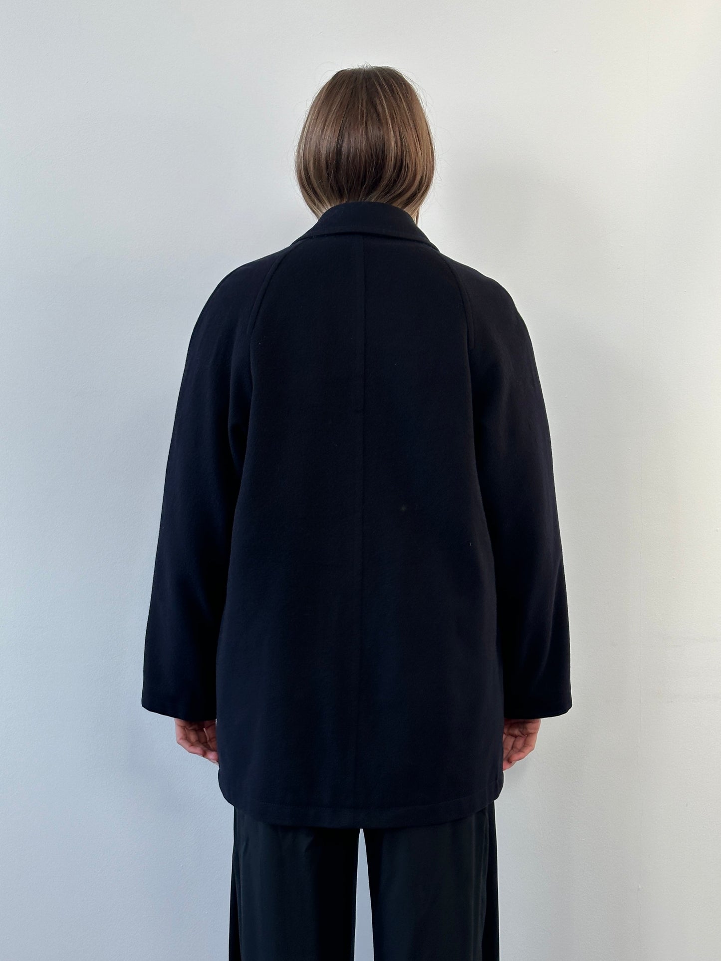 Burberry London 1990s Wool Single Breasted Logo Coat - L/XL