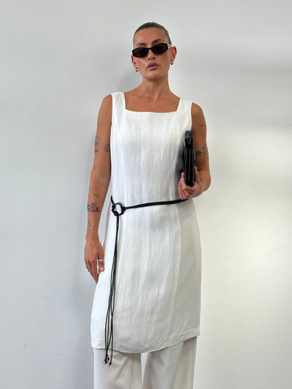 Max Mara Linen Square Neck Midi Dress - M/L
