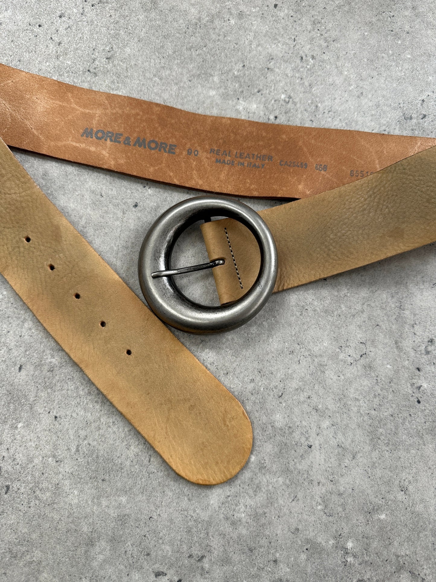 Vintage 1990s Circular Buckle Leather Belt - W32-36