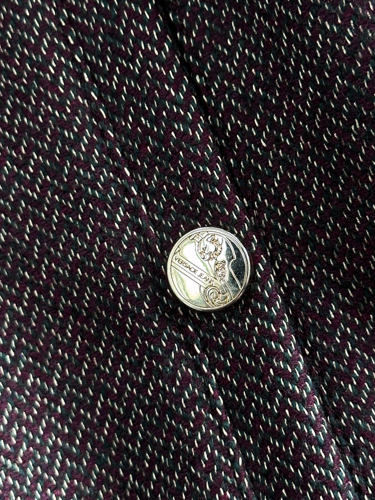 Versace Jeans 2000s Wool Herringbone Bomber Jacket - S/M