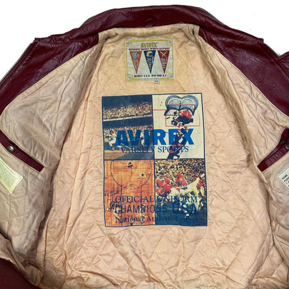 Avirex Icon Leather Jacket In Burgundy Red ( XXL )