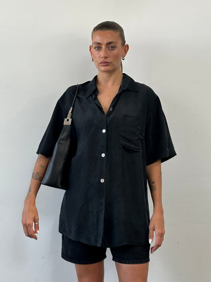 Vintage Pure Silk Short Sleeve Shirt - XL