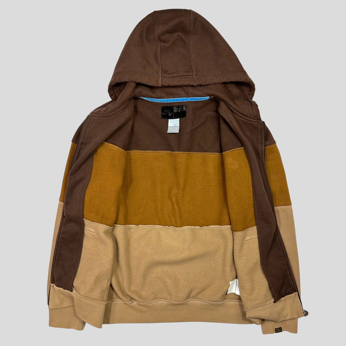 Nike Air AW04 Heavyweight Cotton Striped Hoodie - M | Brown