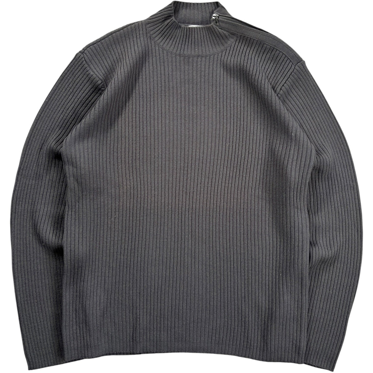 Armani Collezioni 00’s Merino Wool Shoulder Zip Jumper L | Large, Grey