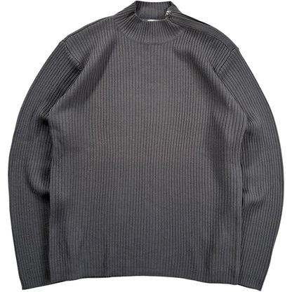 Armani Collezioni 00’s Merino Wool Shoulder Zip Jumper L | Large, Grey