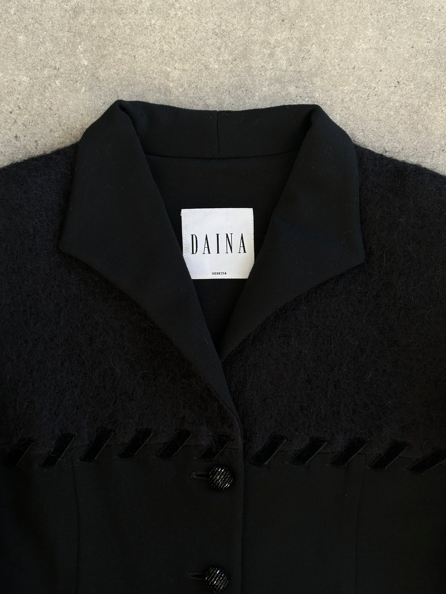 Italian Vintage 1990s Mohair Wool Contrast Panel Jacket - M