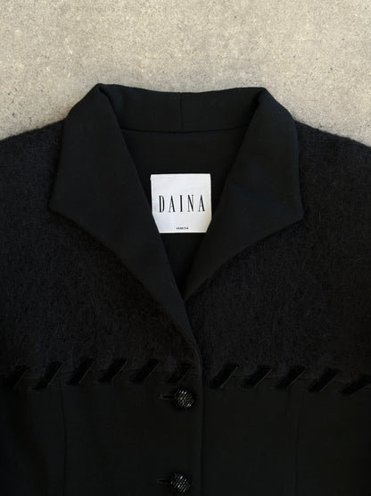 Italian Vintage 1990s Mohair Wool Contrast Panel Jacket - M