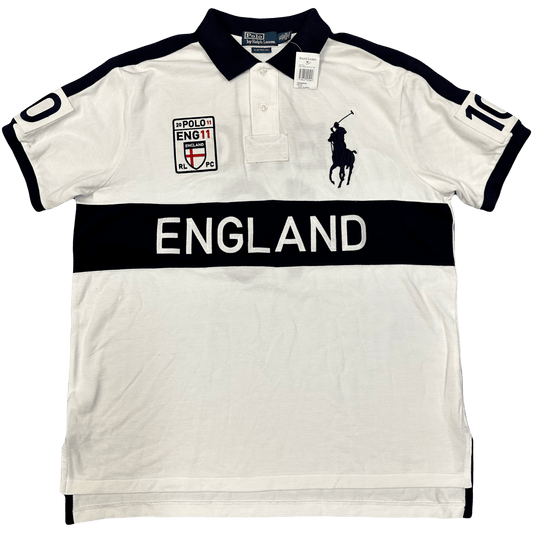 Ralph Lauren Spellout England Polo In White ( XL ) - Known Source