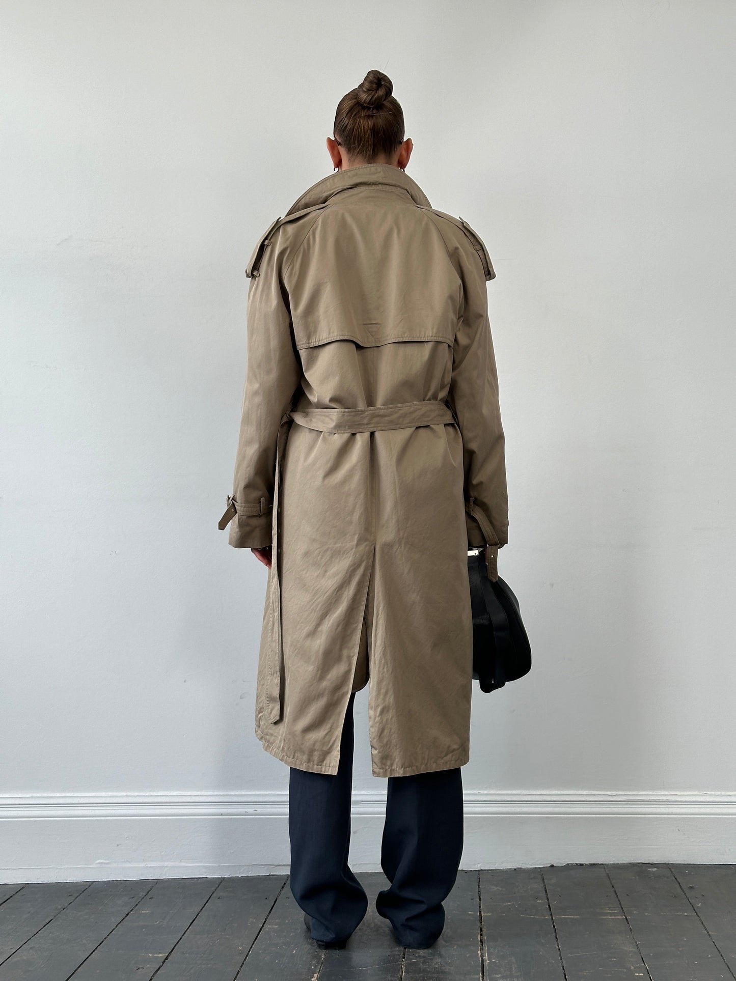 Yves Saint Laurent 80s Pure Cotton Double Breasted Belted Trench Coat - XL