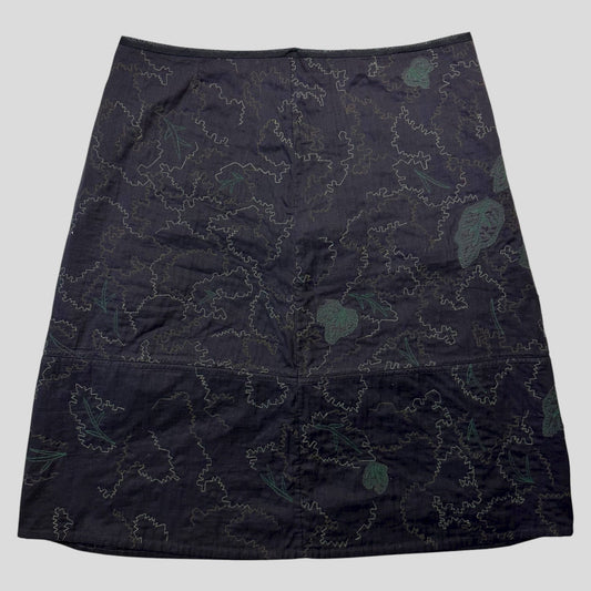 Issey Miyake HaaT 00’s Embroidered Leaves Skirt - 3 (L) | Large, Red