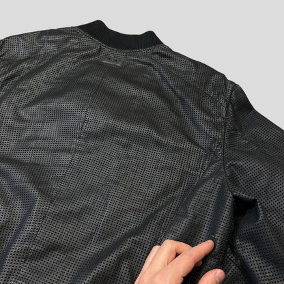 Emporio Armani 2009 Perforated Mesh Lambskin Leather Bomber - IT52 (M) | Large, Burgundy