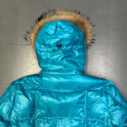 Takeo Kikuchi Puffer Jacket With Fur Hood In Blue (S) | Small, Blue