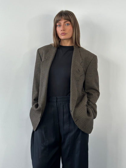 Giorgio Armani 1990s Wool Silk Check Blazer - 42R/L