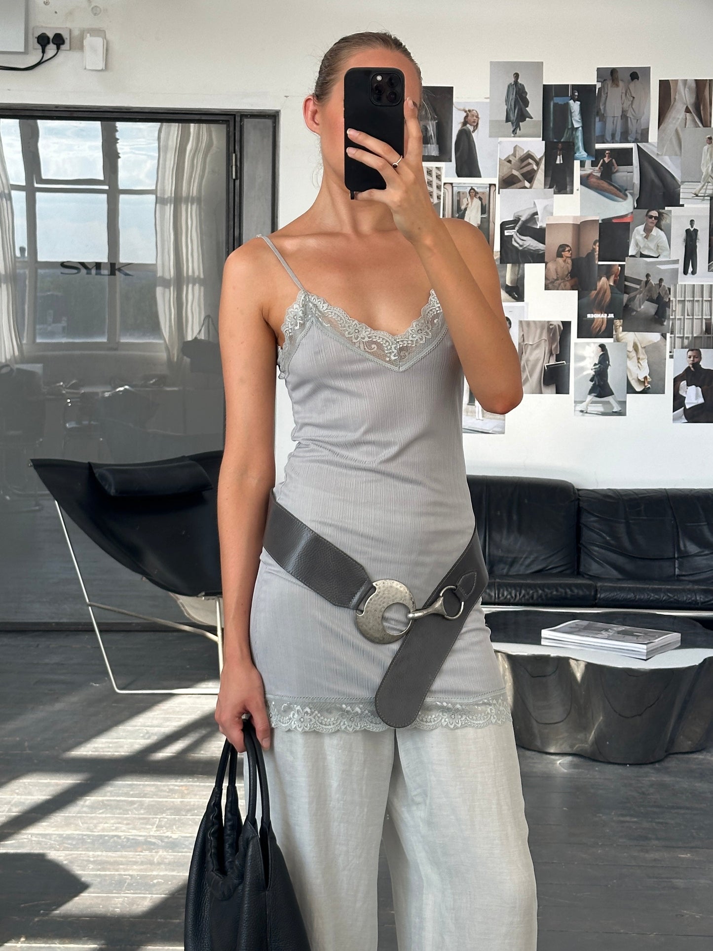 Italian Vintage 1990s Lace Sheer Mini Slip Dress - S