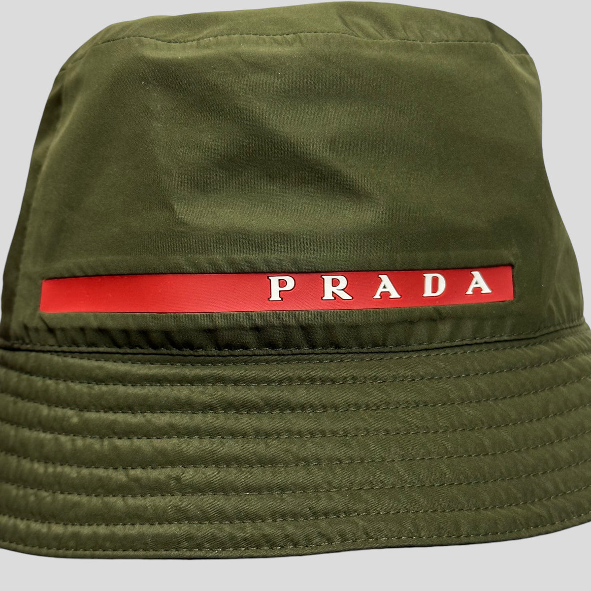 Prada Linea Rossa Technical Nylon Bucket Hat - M | O/S, Olive Green