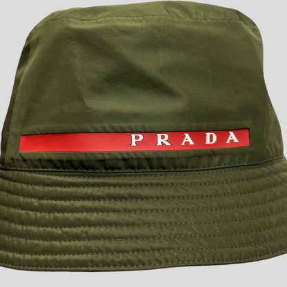 Prada Linea Rossa Technical Nylon Bucket Hat - M | O/S, Olive Green