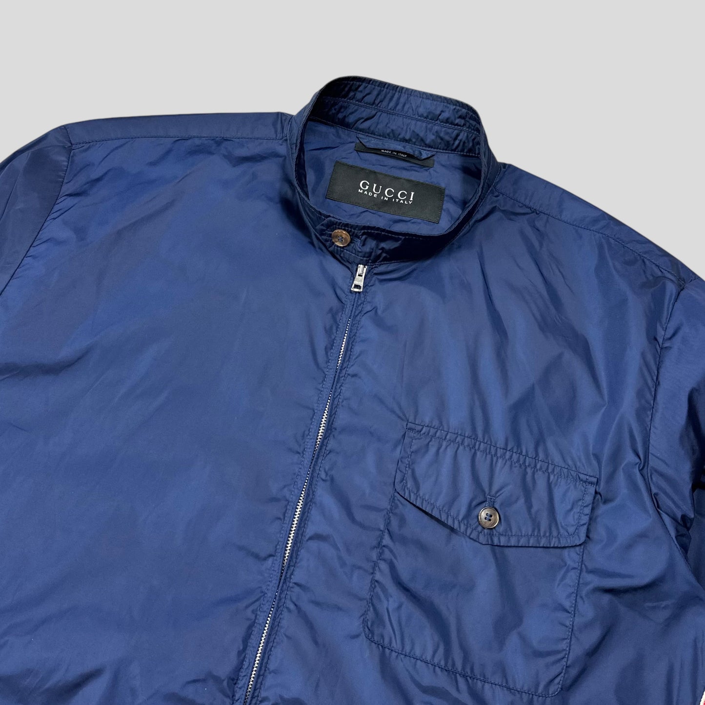 Gucci 2012 Blue Stripe Seam Nylon Shimmer Jacket - IT50 (M/L) | Default Title, Blue